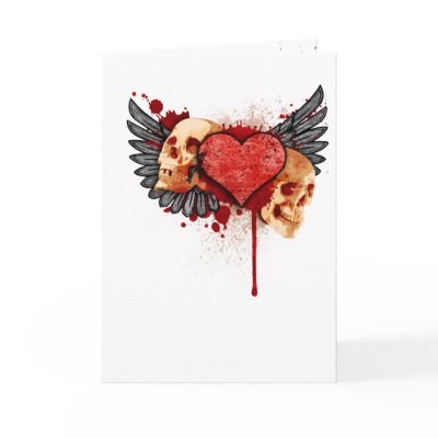 Anti-Valentine Skulls with Wings Greeting Cards by PheteFirst