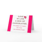 postcard - Anti-Valentines Cards and Gifts read Love is Like a Box of Chocolates, it's Sweet at First and then you Wanna Puke! Anti-Valentine's Day merchandise and products for anyone who hates Valentines day!