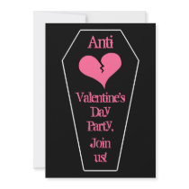 Anti Valentine's day cute broken heart on coffin Invite