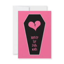 Anti Valentine's day cute broken heart on coffin Personalized Announcements
