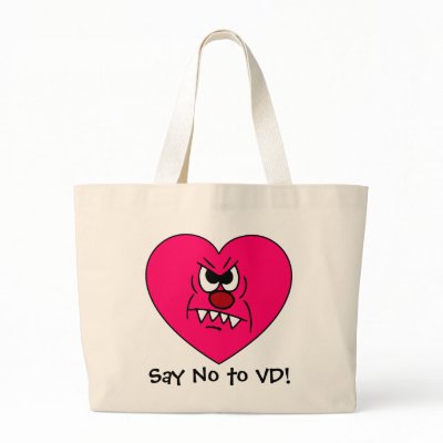 Anti-VD: I hate Valentines Day Angry Heart Face Bag by egogenius