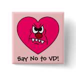 Anti-VD: I hate Valentines Day Angry Heart Face Pinback Button