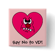 Anti-VD: I hate Valentines Day Angry Heart Face Pinback Button