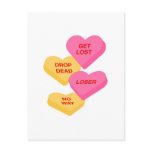 anti vday candy hearts postcards