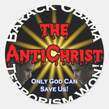 AntiChrist Obama God Round Stickers