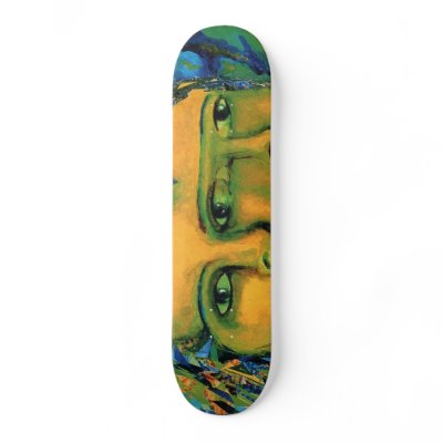 Anticipation - Gold and Emerald Goddess Skateboard by DianeClancyGoddess