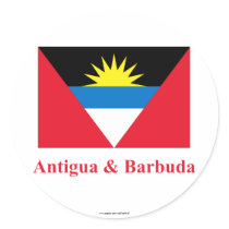 Antigua and Barbuda Flag with Name Round Stickers