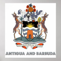Antigua And Barbuda High Quality Coat of Arms Poster