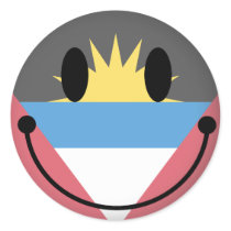 Antigua and Barbuda Smiley Round Sticker