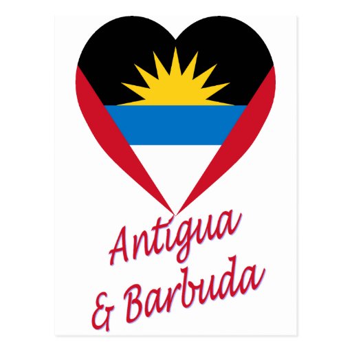 Antigua & Barbuda Flag Heart Postcard | Zazzle