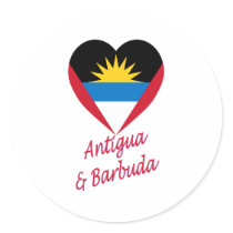 Antigua & Barbuda Flag Heart Round Sticker