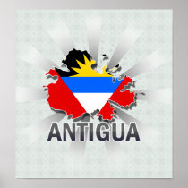 Antigua Flag Map 2.0 Posters