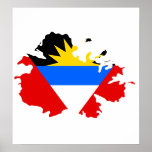 Antigua Flag Map full size Posters