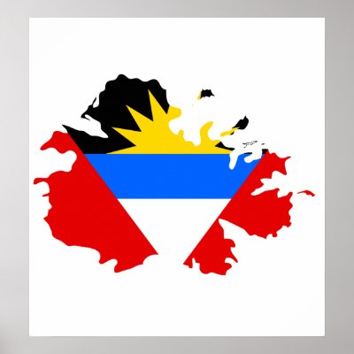 Antigua Flag Map full size Posters by representmycountry