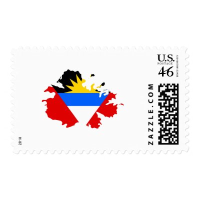 Antigua flag map postage stamp by FlagStore