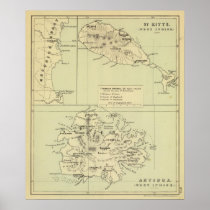 Antigua Lithographed Map