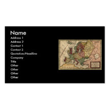 Antiquarian 1721 Map of Europe by Herman Moll Business Card Template