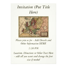 Antiquarian 1721 Map of Europe by Herman Moll Personalized Announcement