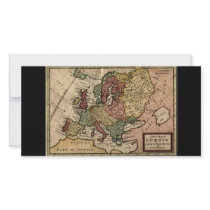 Antiquarian 1721 Map of Europe by Herman Moll Personalized Photo Card