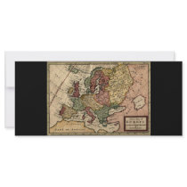 Antiquarian 1721 Map of Europe by Herman Moll Rack Card