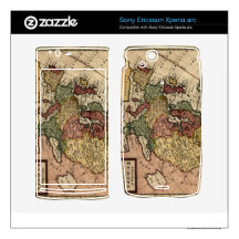 Antiquarian 1721 Map of Europe by Herman Moll Xperia Arc Skin