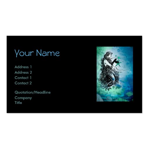Antiquarian Mermaid Whimsical Business Cards (front side)