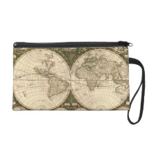 Antique 1660 World Map by Frederick de Wit Wristlets