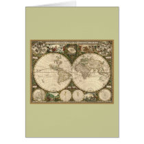 Antique 1660 World Map by Frederick de Wit Cards