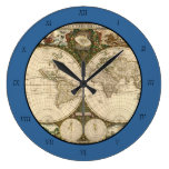 Antique 1660 World Map by Frederick de Wit Wall Clock