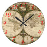 Antique 1660 World Map by Frederick de Wit Round Wallclock