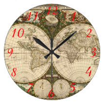 Antique 1660 World Map by Frederick de Wit Round Wallclock