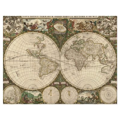 Antique 1660 World Map by Frederick de Wit Flyer by ZephyrusBooks