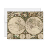 Antique 1660 World Map by Frederick de Wit Personalized Invitation