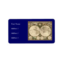 Antique 1660 World Map by Frederick de Wit Personalized Address Label