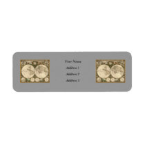 Antique 1660 World Map by Frederick de Wit Return Address Labels