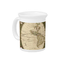 Antique 1660 World Map by Frederick de Wit Beverage Pitchers
