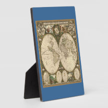 Antique 1660 World Map by Frederick de Wit Plaque