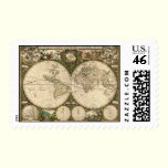 Antique 1660 World Map by Frederick de Wit stamps