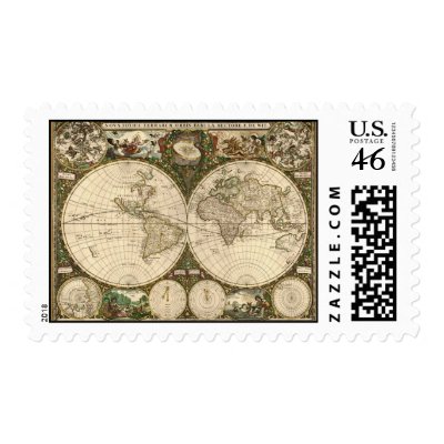 Antique 1660 World Map by Frederick de Wit Postage by ZephyrusBooks