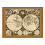 Antique 1660 World Map by Frederick de Wit Postcards