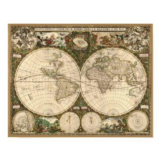 Antique 1660 World Map by Frederick de Wit Poster