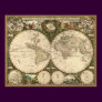 Antique 1660 World Map by Frederick de Wit Print