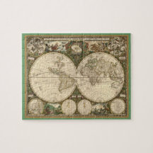 Antique 1660 World Map by Frederick de Wit Puzzles