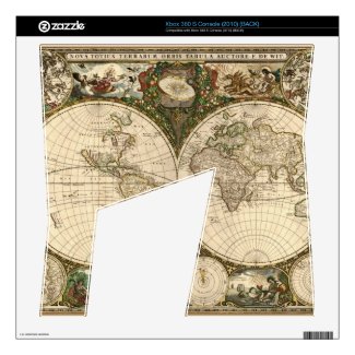 Antique 1660 World Map by Frederick de Wit Xbox 360 S Console Decal
