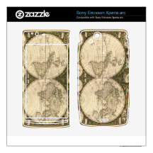 Antique 1660 World Map by Frederick de Wit Xperia Arc Skins