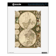 Antique 1660 World Map by Frederick de Wit Skins For NOOK