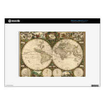 Antique 1660 World Map by Frederick de Wit Large Netbook Decals