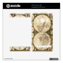 Antique 1660 World Map by Frederick de Wit HTC Evo 4G Decals