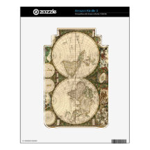 Antique 1660 World Map by Frederick de Wit Kindle Skin