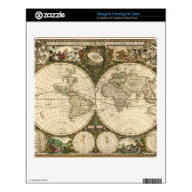 Antique 1660 World Map by Frederick de Wit FreeAgent Desk Decals